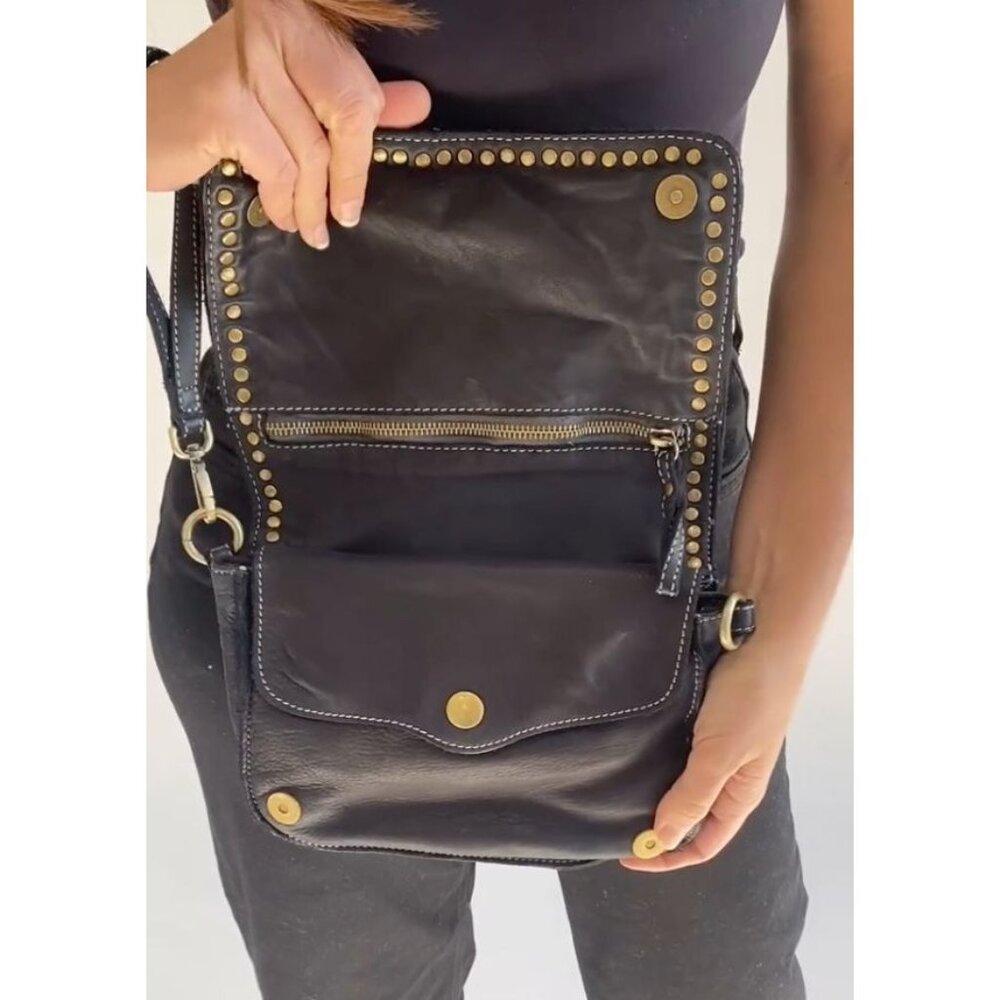 Free People Bolsa Nova Marisa Messenger Bag Studded Leather Purse Campomaggi - Picture 9 of 14
